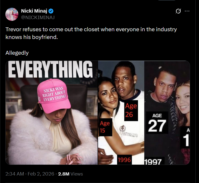 Comedian Trevor Noah takes a dig at rapper Nicki Minaj and Donald Trump at Grammy Awards and she responds