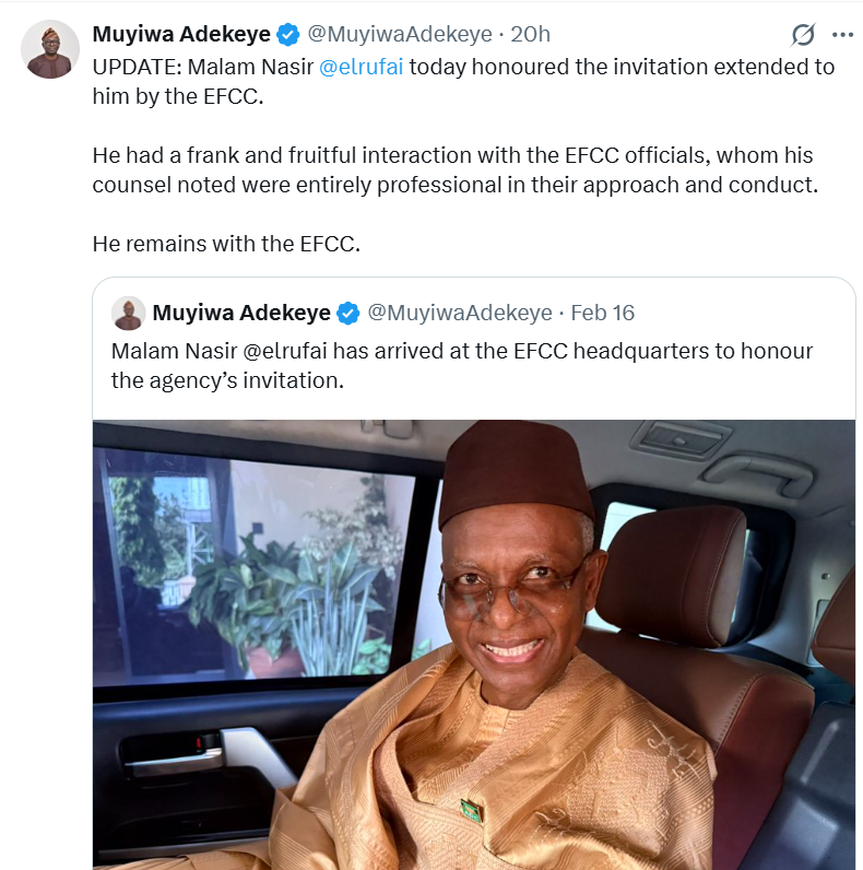 EFCC reportedly detains El-Rufai