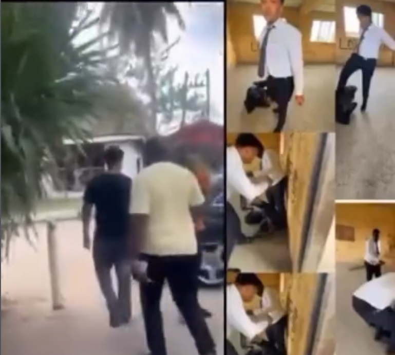 Born troway pikin - Igbinedion Secondary School students mock a senior and his father after he got expelled for bullying a junior