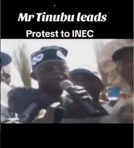 Old video of President Bola Tinubu leading a protest against INEC surfaces