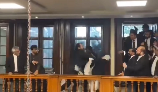Scene from the altercation at the Lahore High Court during the Bar Association elections.
