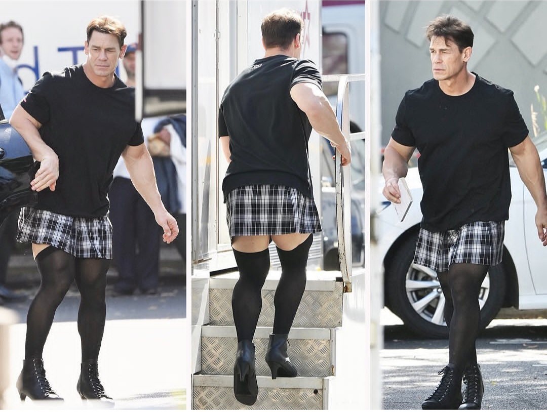 John Cena rocks mini skirt and high heels