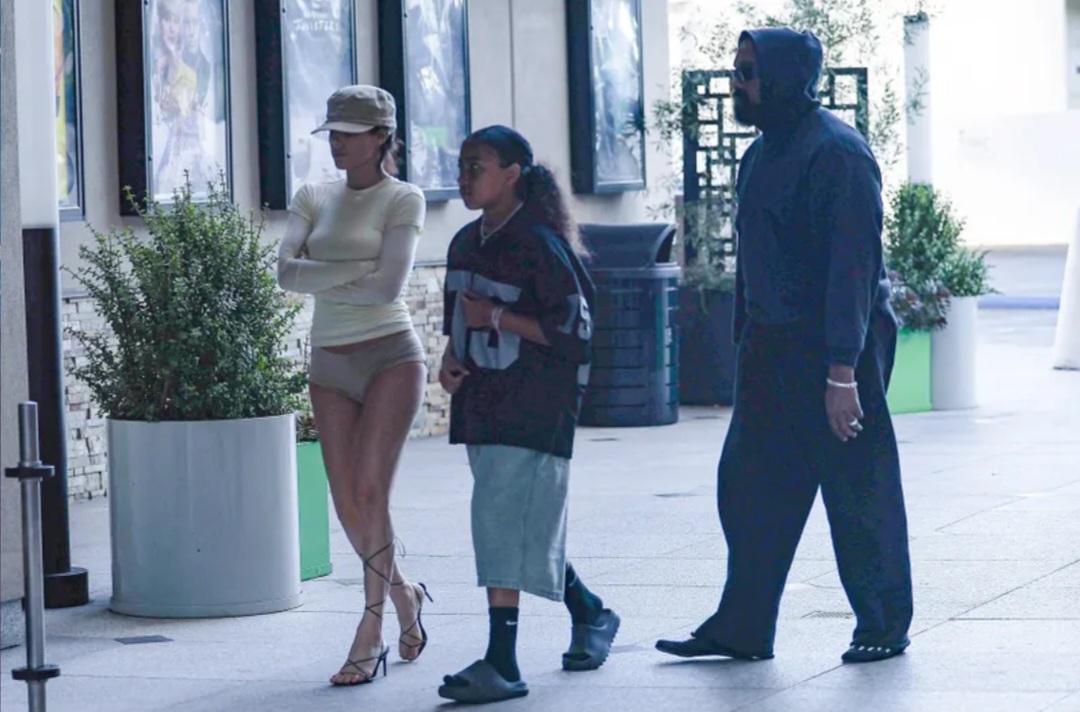 Bianca displays b**t as she dons revealing attire on outing with Kanye and daughter North