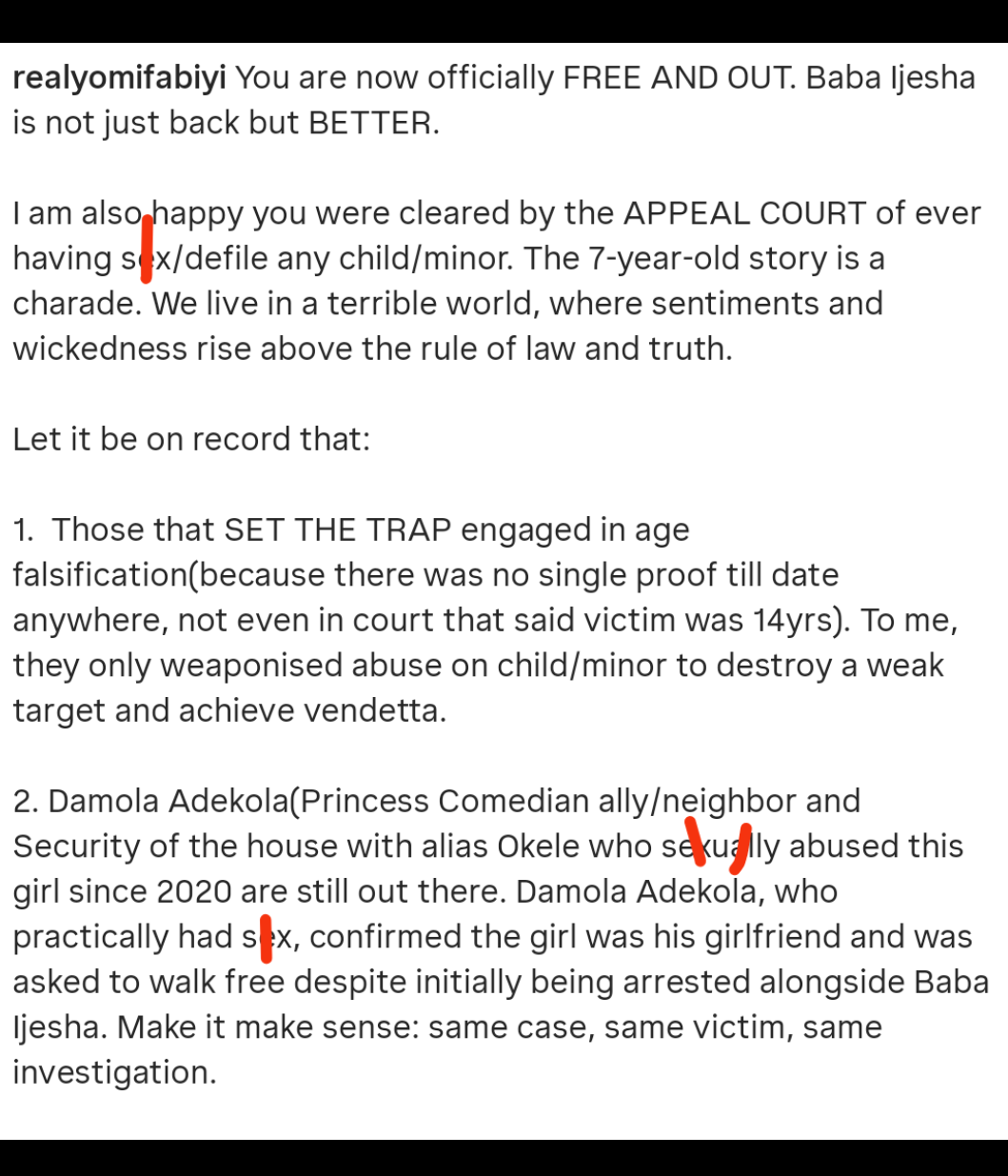 Actor Yomi Fabiyi speaks after Baba Ijesha?s release; makes fresh claims about the case