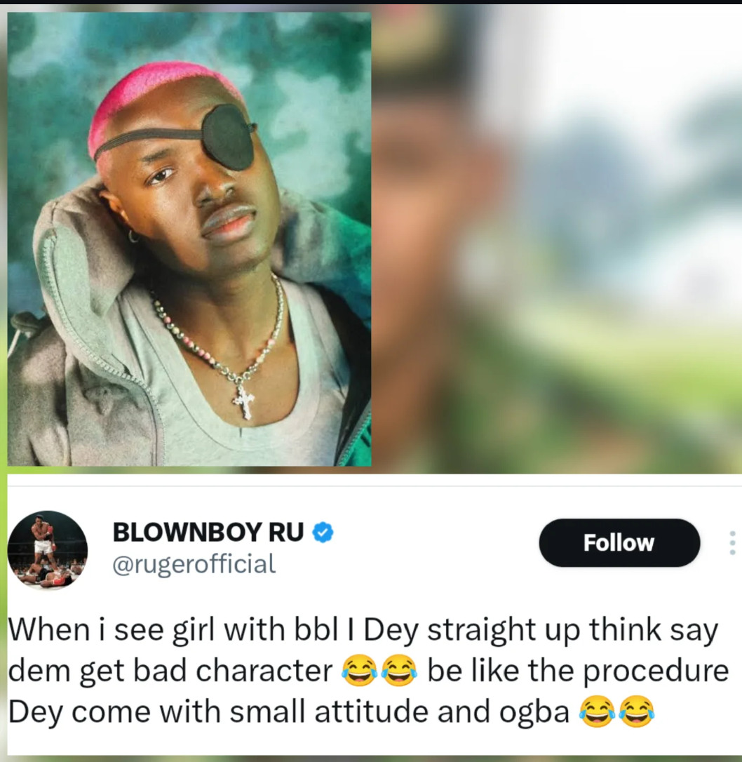 Singer Ruger sparks reactions with comment about women who undergo BBL