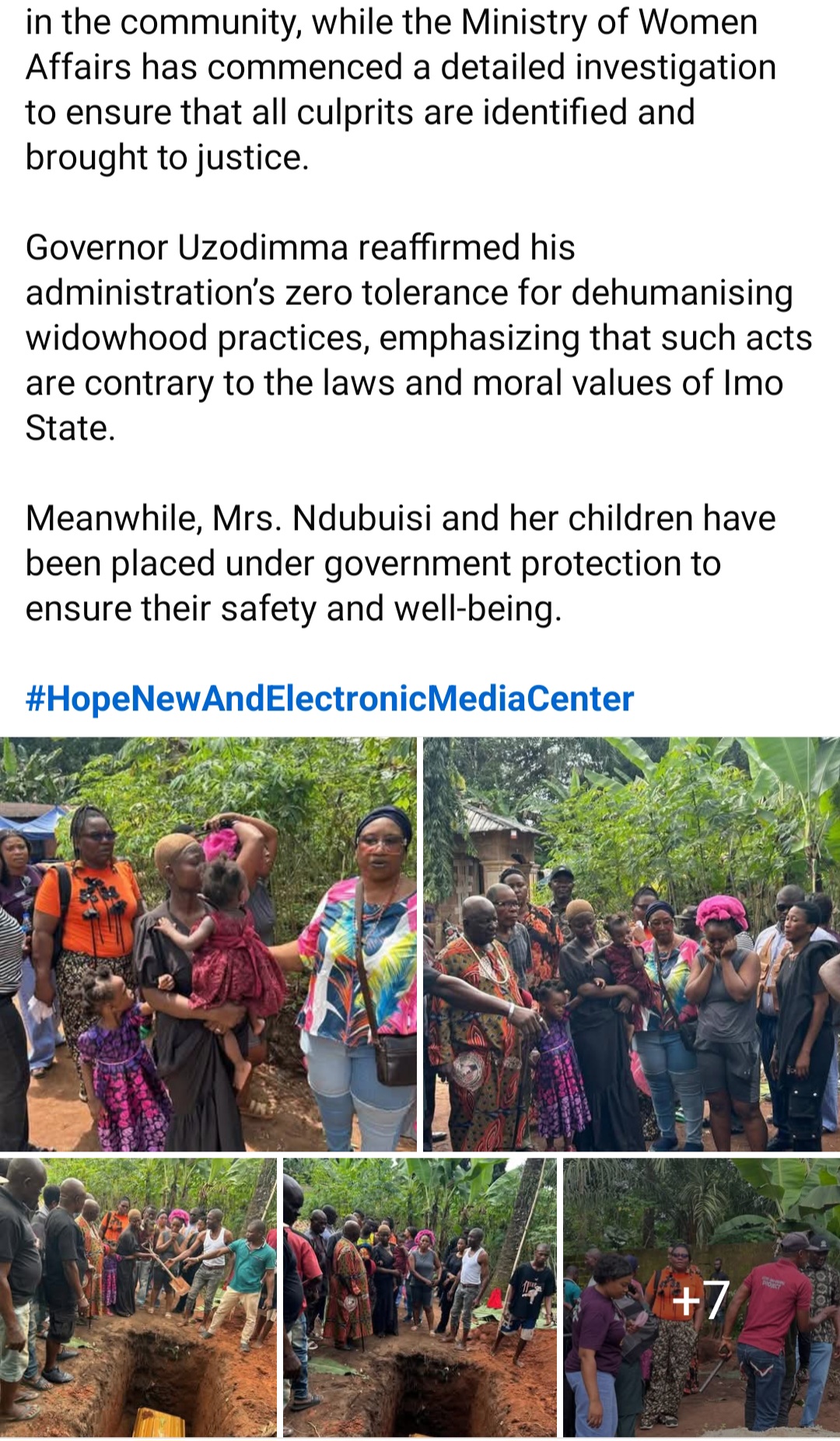 Imo Gov. Hope Uzodinma reacts after widow was locked up in ambulance transporting husband