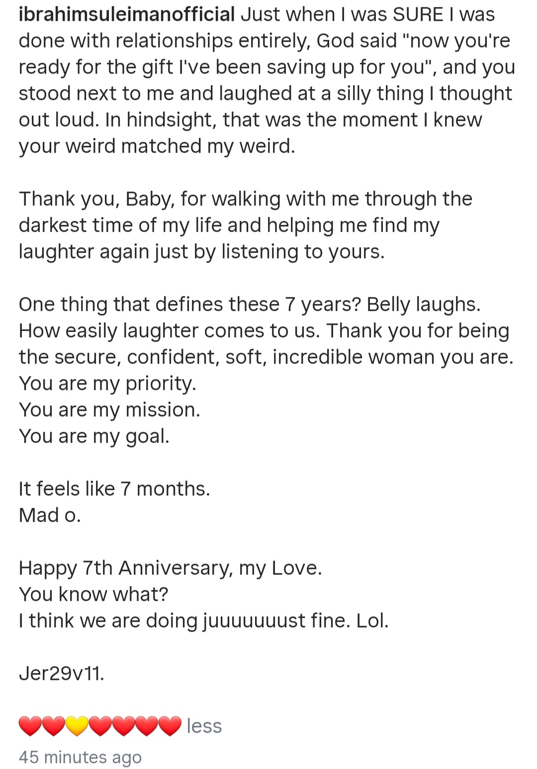 Actors Ibrahim Suleiman and Linda Ejiofor-Suleiman celebrate each other on 7th wedding anniversary