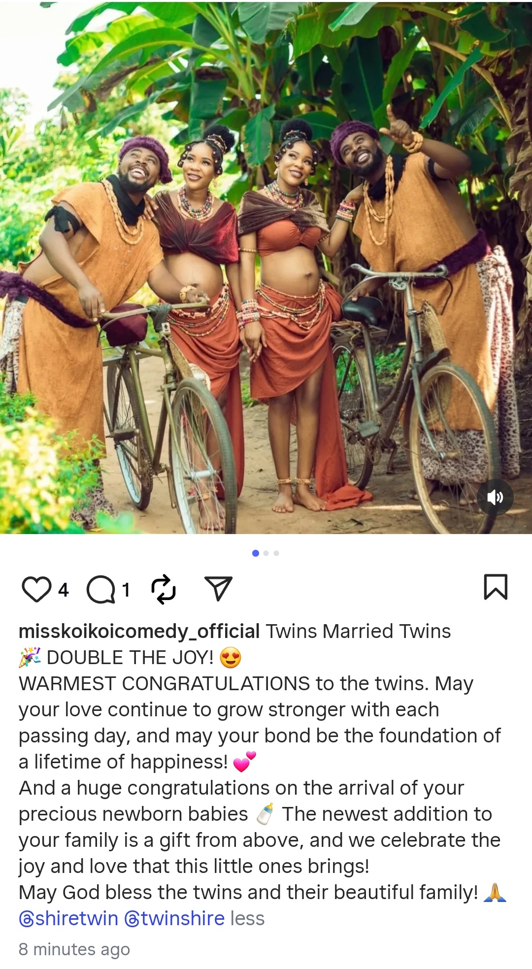 Nollywood identical twin brothers wed pregnant identical twin sisters