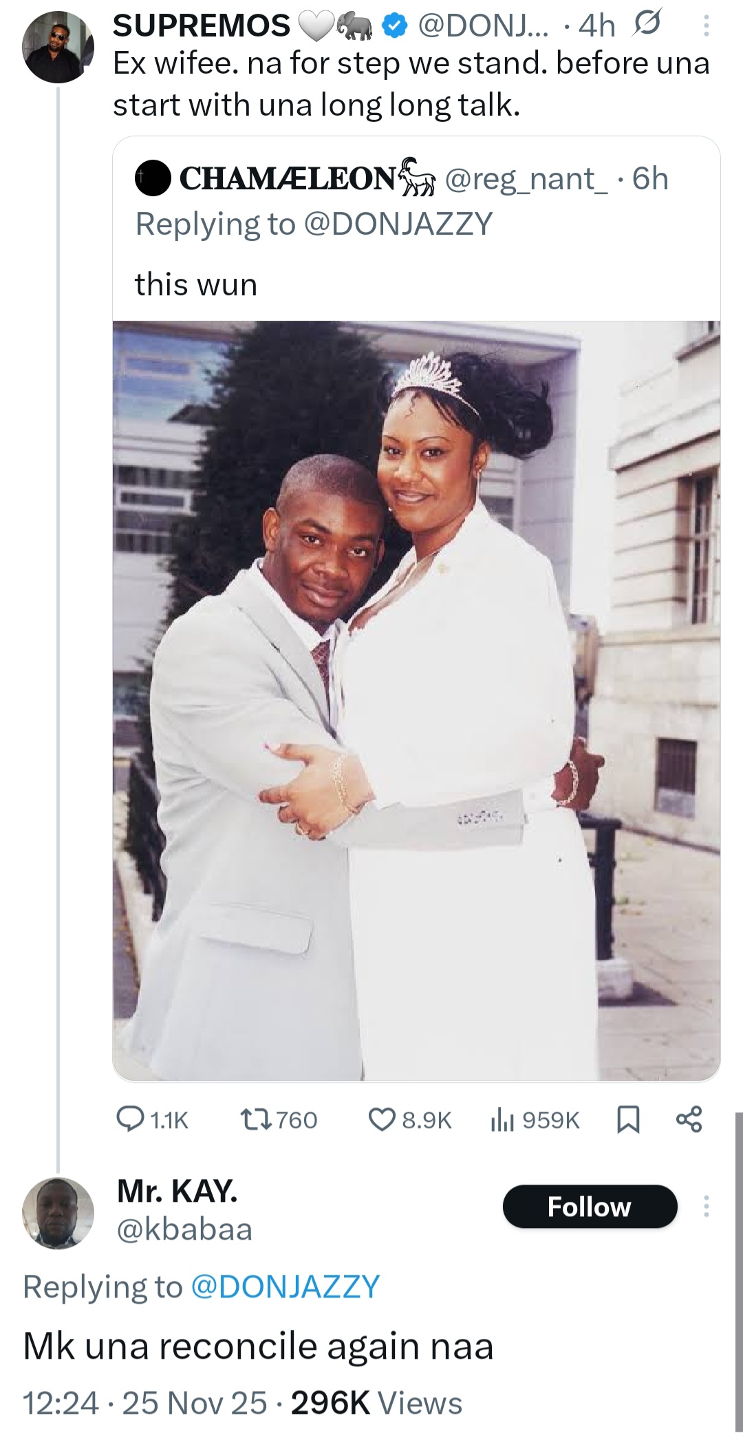 Don Jazzy responds to fans urging him to get back with his ex-wife
