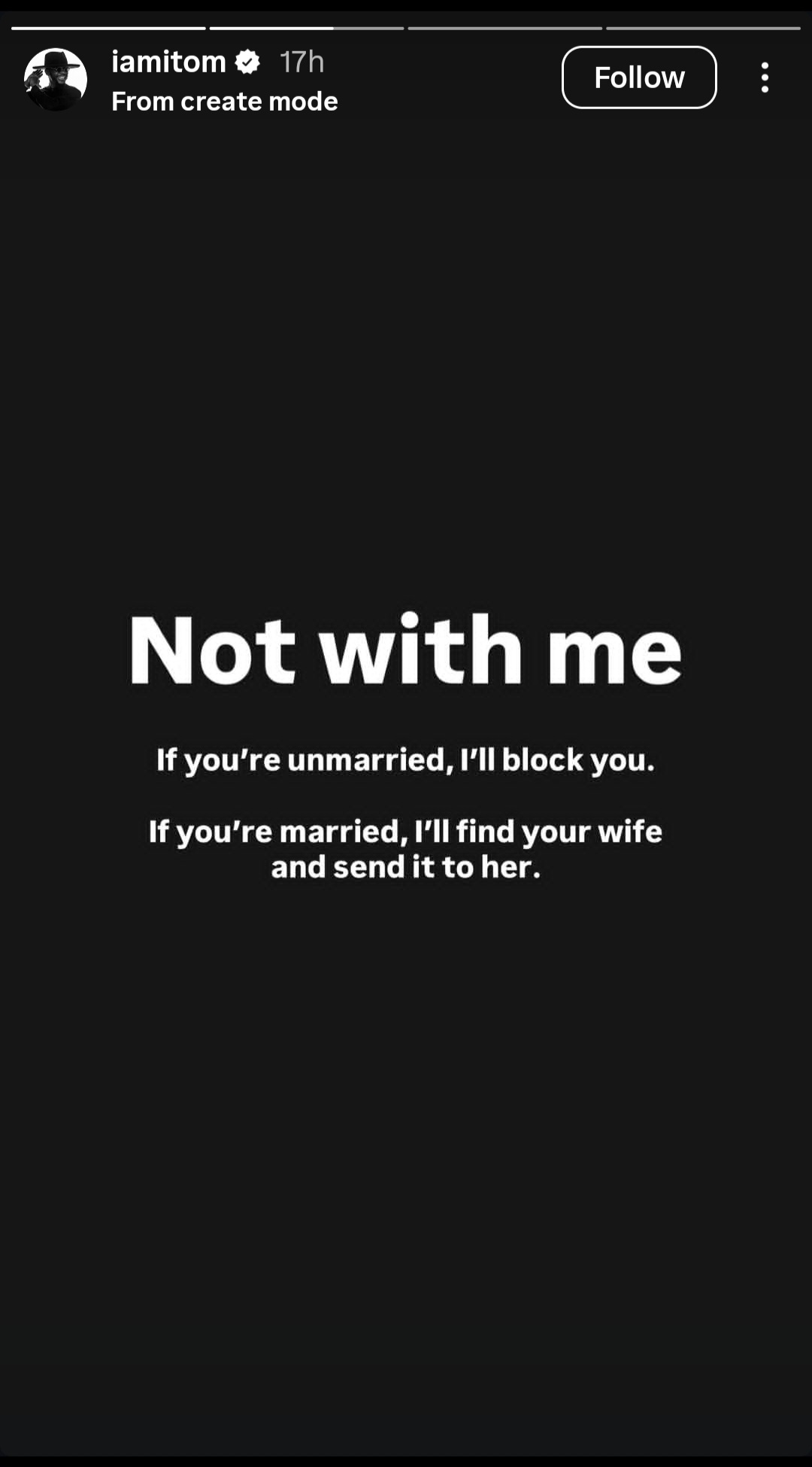 Content creator Frank Itom warns married men hitting on him via DM