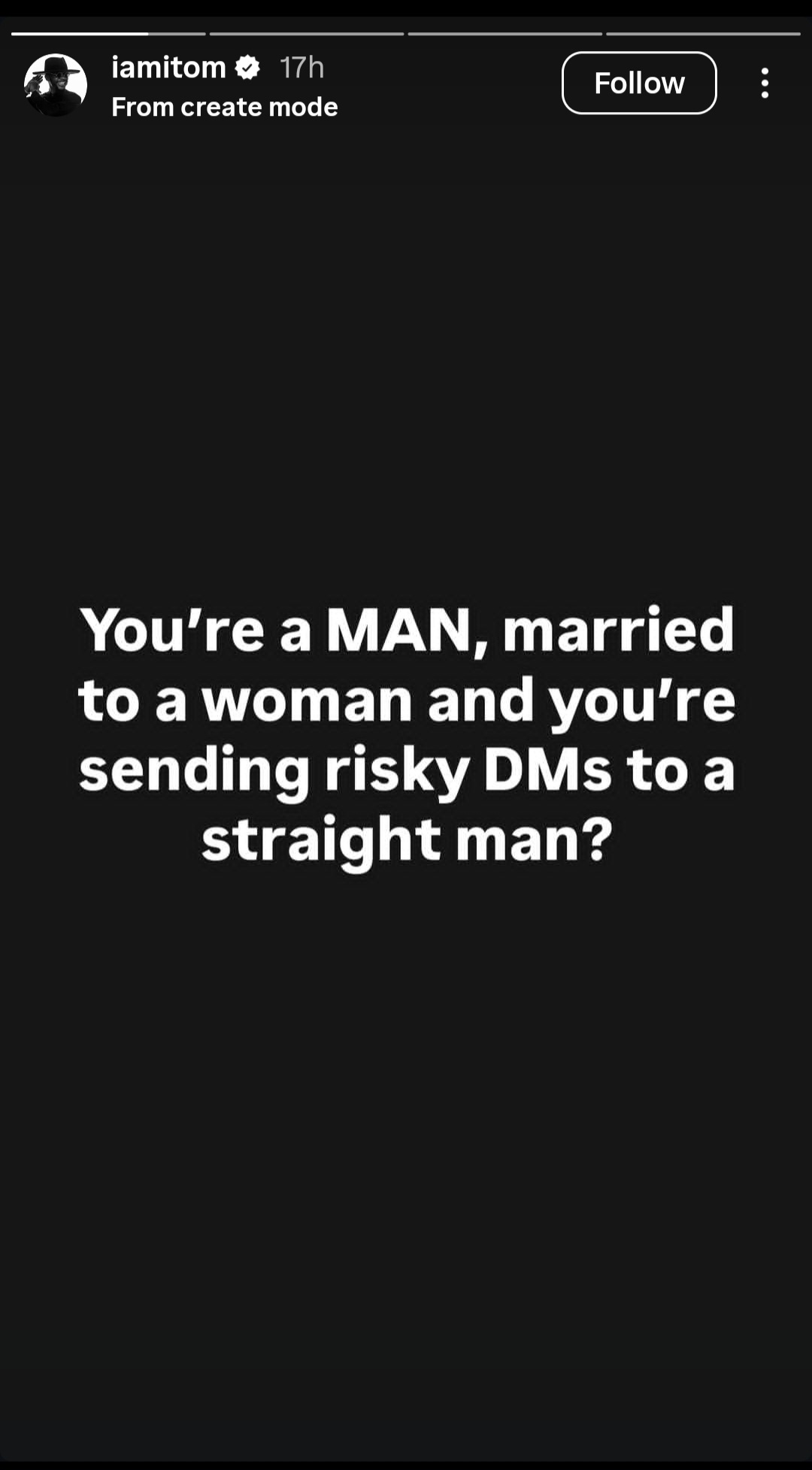 Content creator Frank Itom warns married men hitting on him via DM