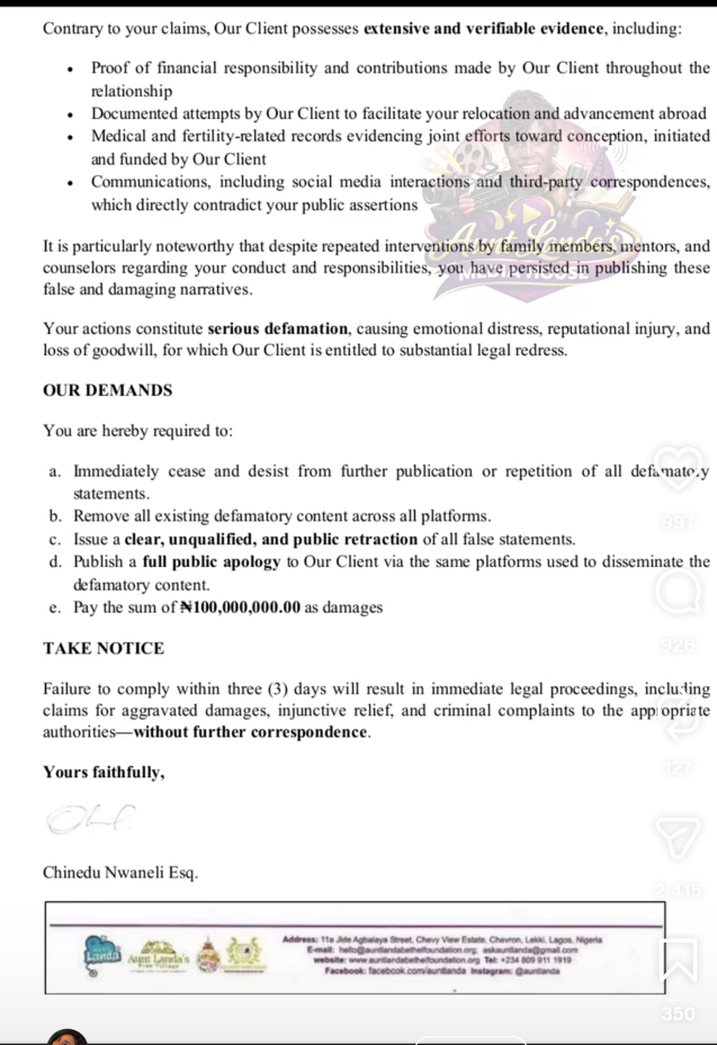 Ex-wife of OAP Roby Ekpo, Mayowa Lambe, issues cease and desist; says their marriage was annulled before remarriage