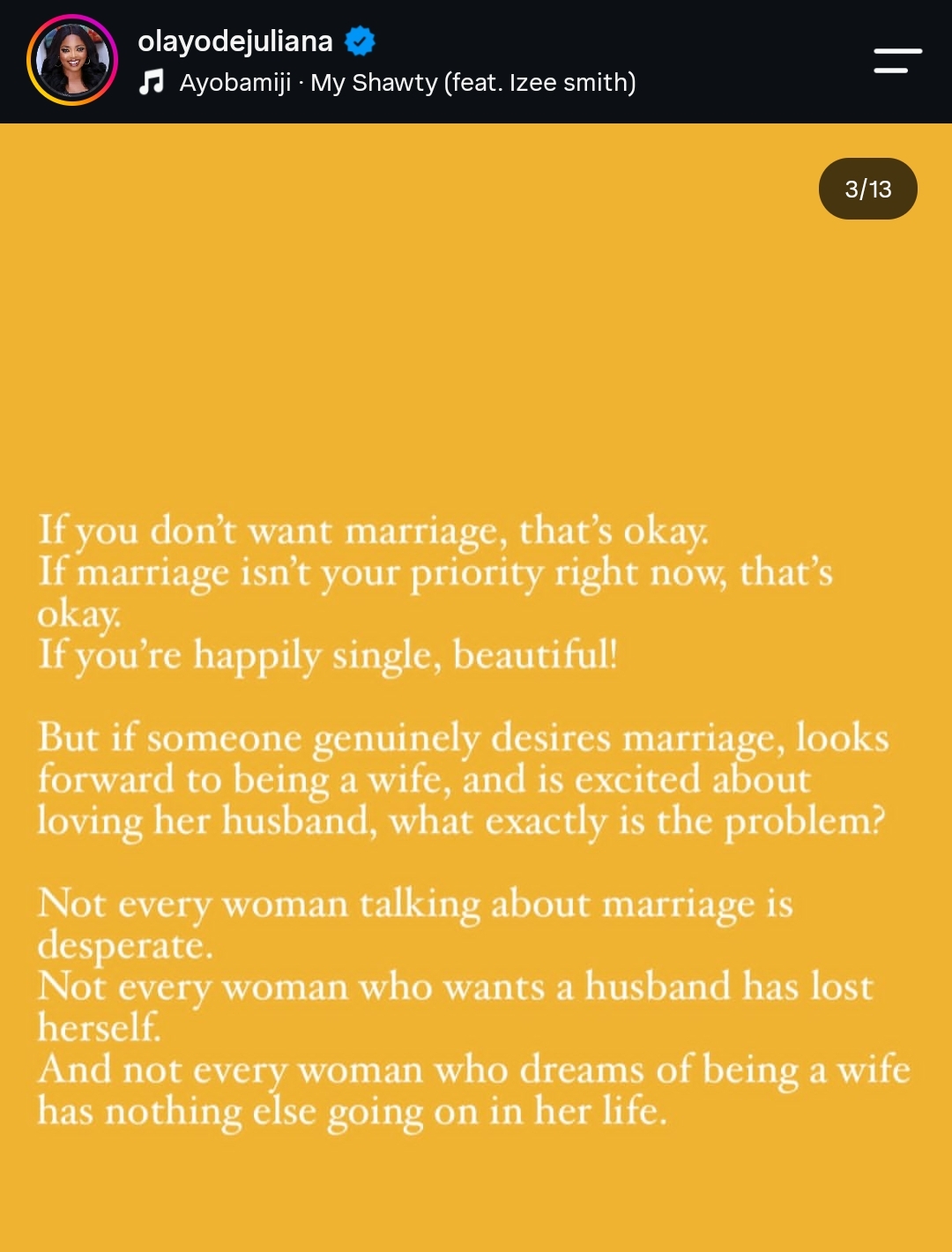 “Wanting to get married is not a personality disorder” —Actress Juliana Olayode defends women who desire marriage