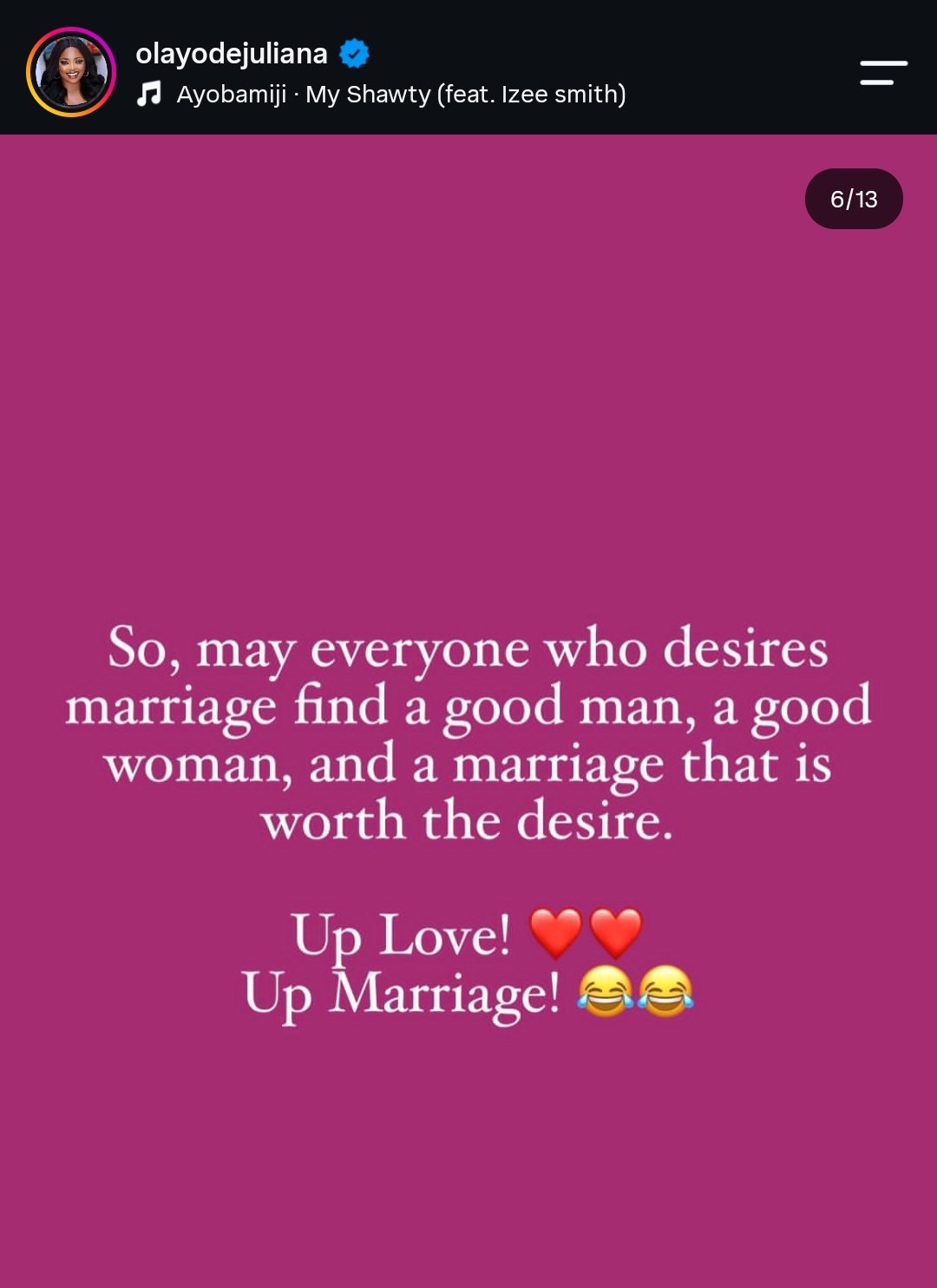 “Wanting to get married is not a personality disorder” —Actress Juliana Olayode defends women who desire marriage