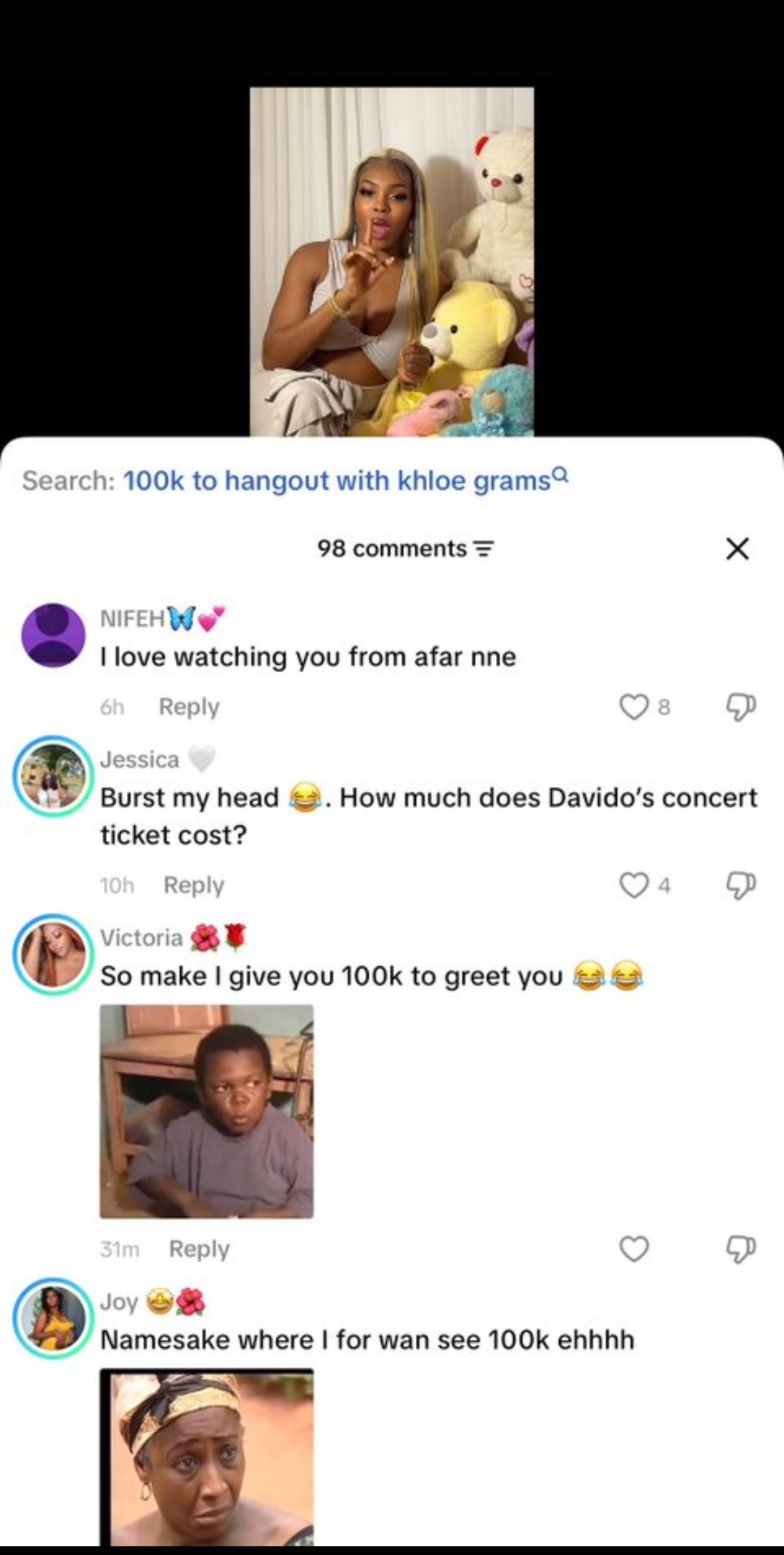 TikTok influencer Kholegrams faces backlash after asking fans to pay ₦100,000 to hang out with her