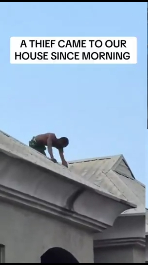 Drama in Lagos as suspected thief climbs two-storey building to escape arrest