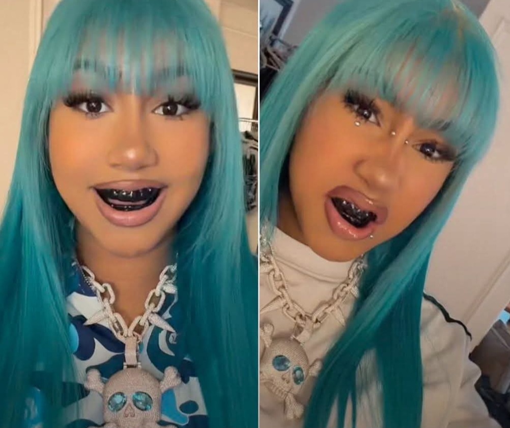 Kanye West?s daughter North West shows off new bridge piercing, blackened teeth and diamond pendant in TikTok videos