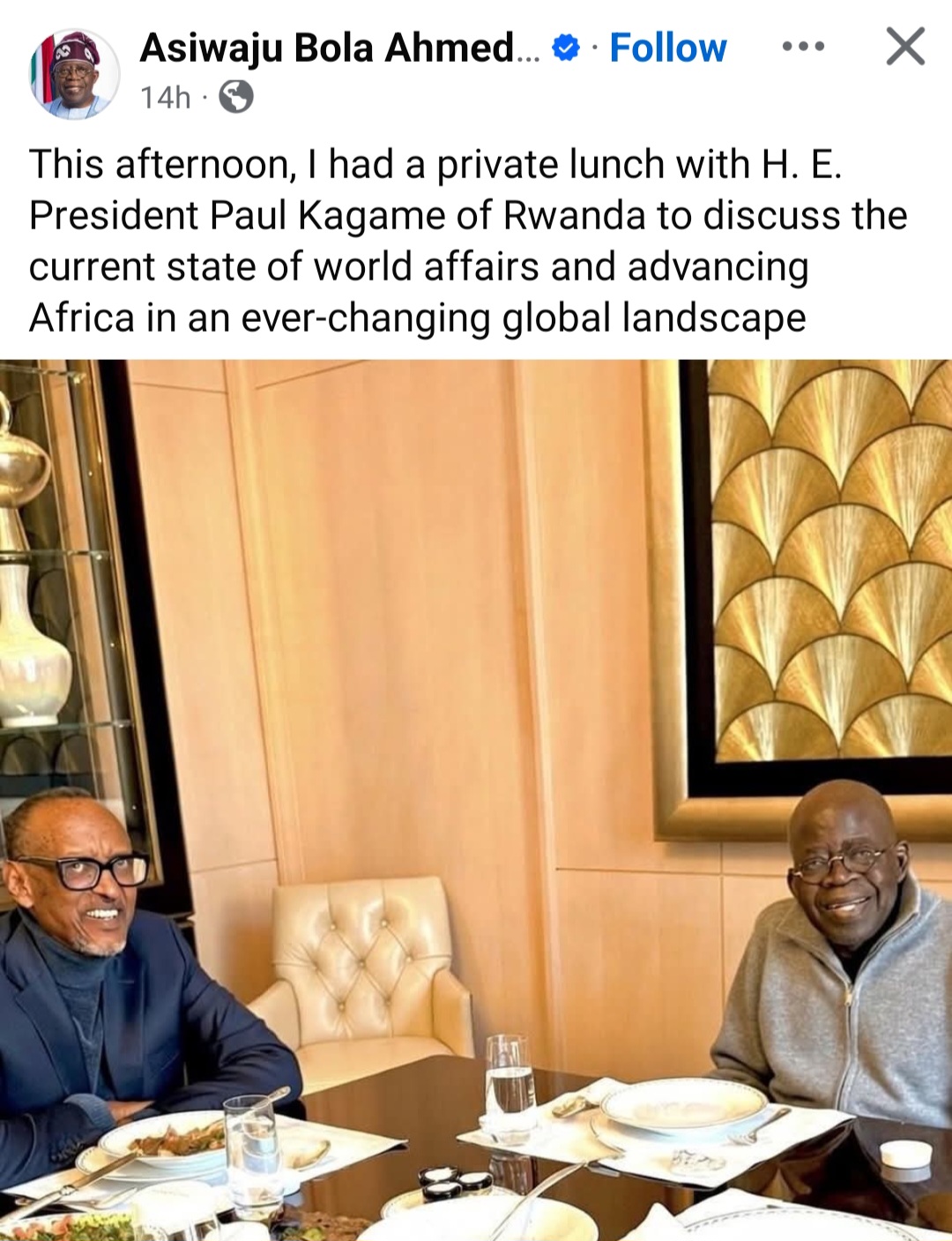 Tinubu?s picture with Paul Kagame in Paris is real, not AI generated ? Presidency