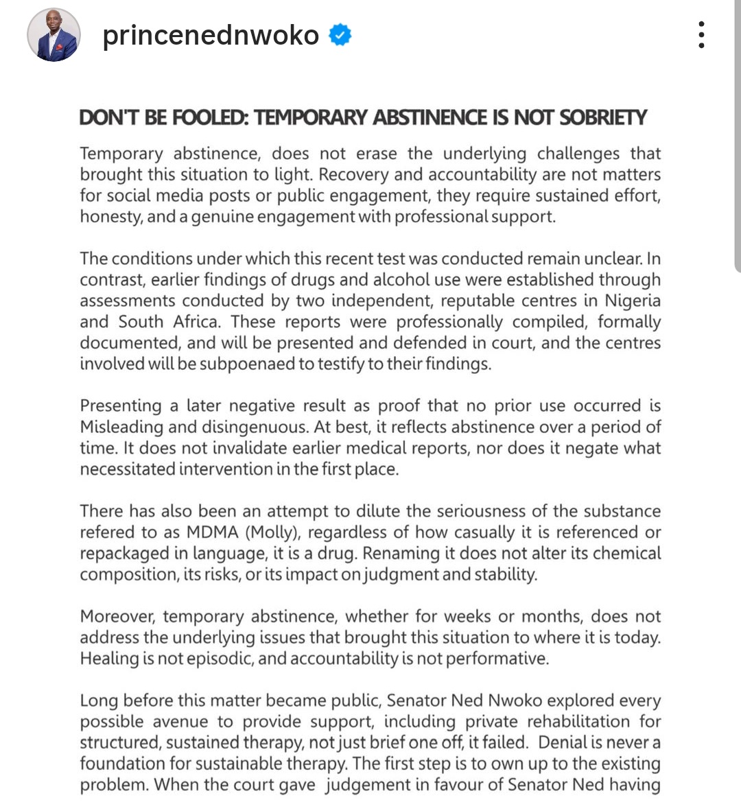 Ned Nwoko reacts after ex-wife Regina Daniels shared result of drug test to dispute his allegations that she