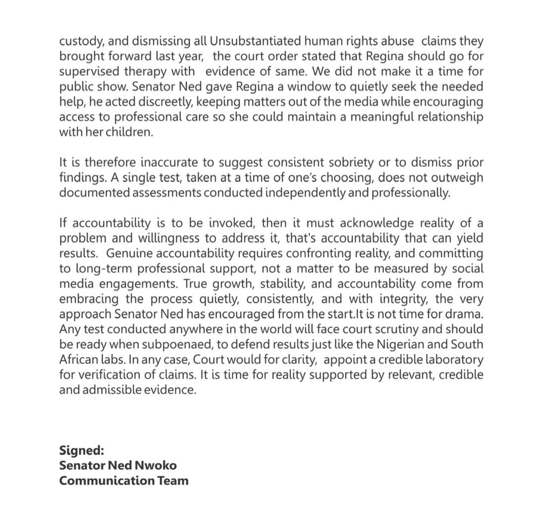 Ned Nwoko reacts after ex-wife Regina Daniels shared result of drug test to dispute his allegations that she