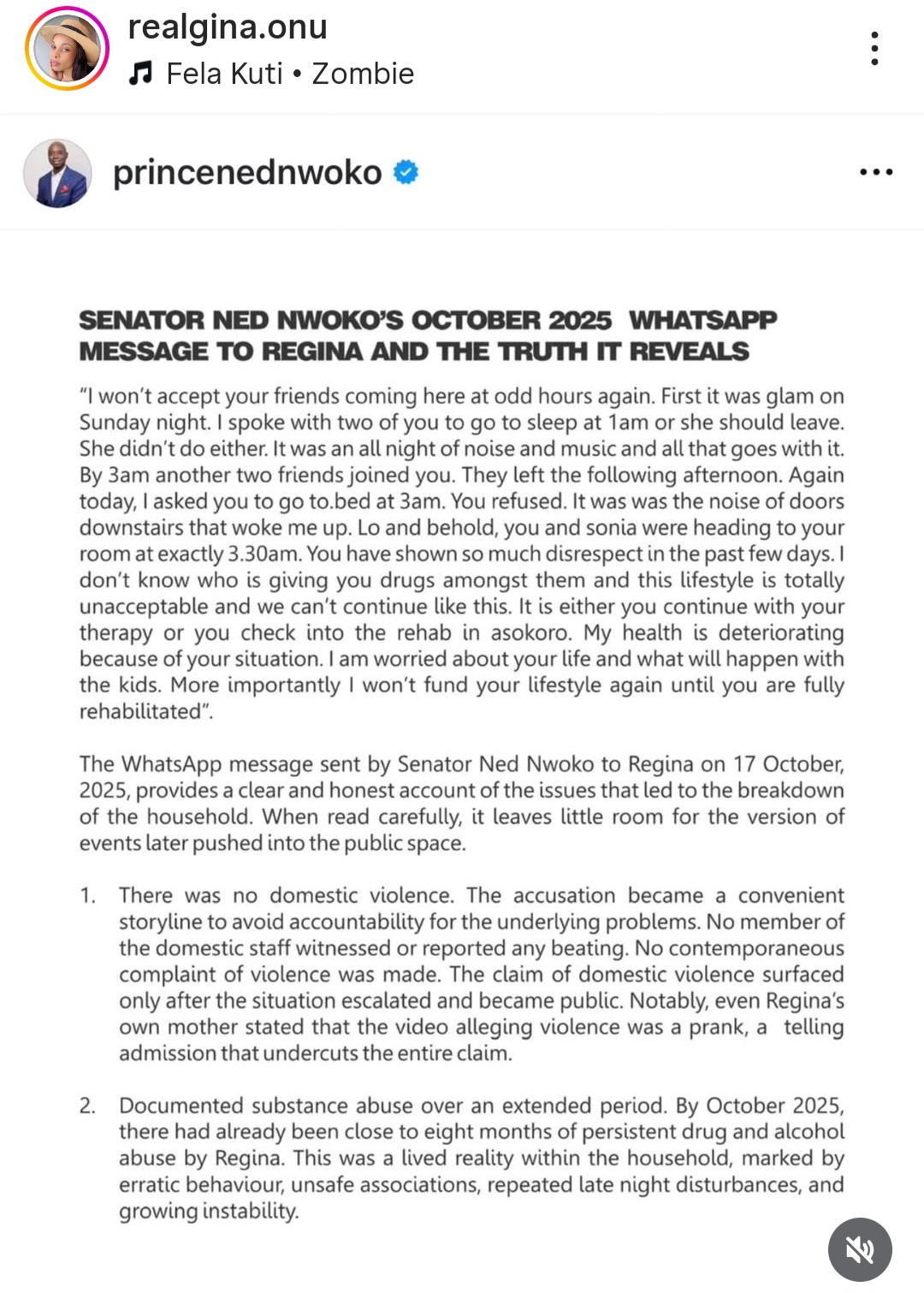 "You are the one in need of psychological rehabilitation" Georgina Onuoha slams Ned Nwoko over his latest statement accusing Regina Daniels of taking drugs