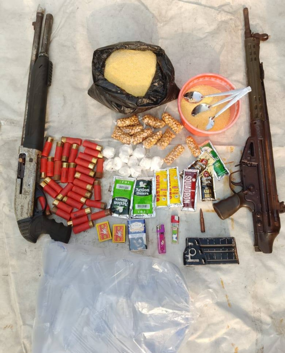 Hoodlums abandon their soaked garri, groundnut and ammunition while fleeing from Delta police