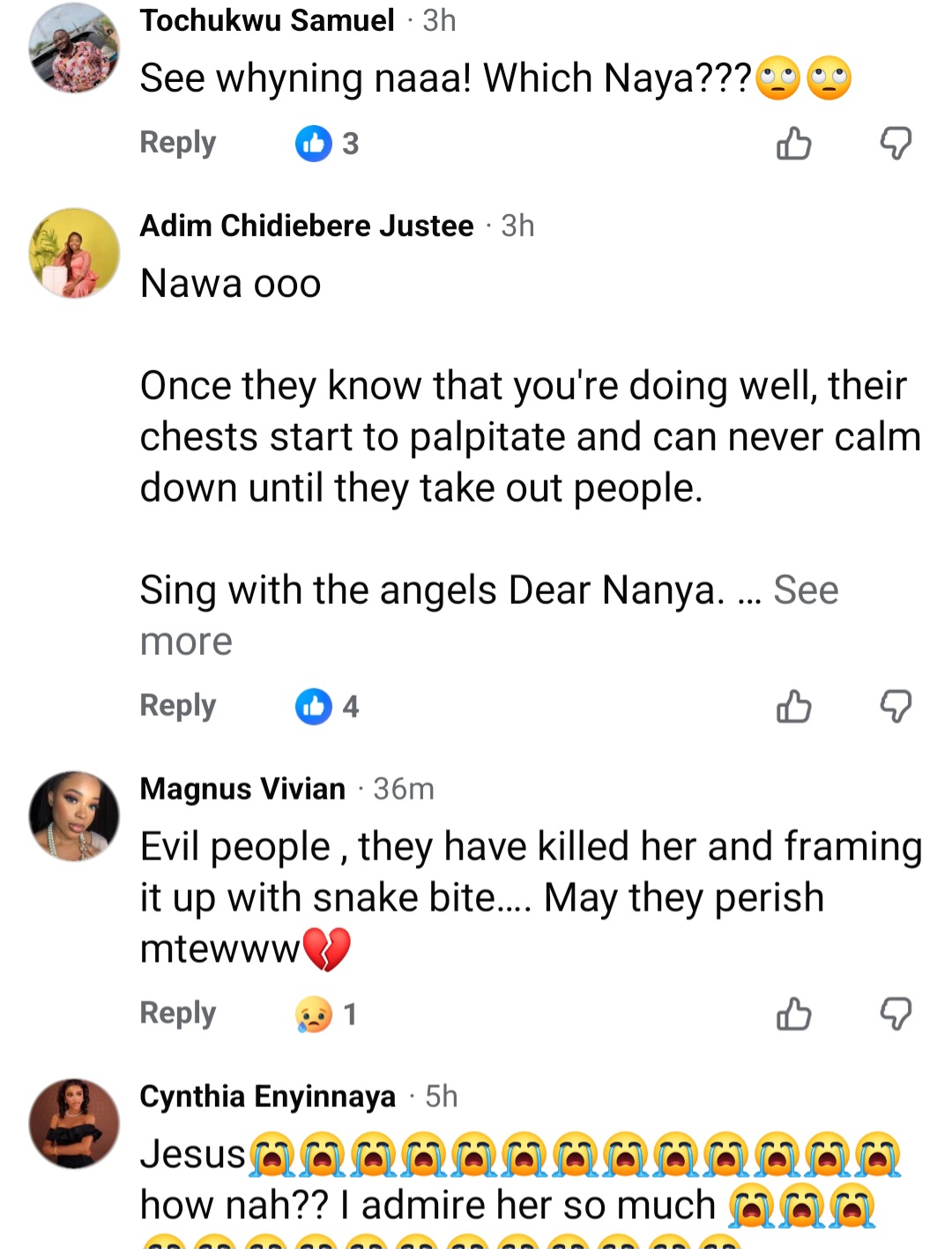 Fast-rising Nigerian singer, Ifunanya Nwangene di�s after being b!tten by cobra inside her Abuja home (video)