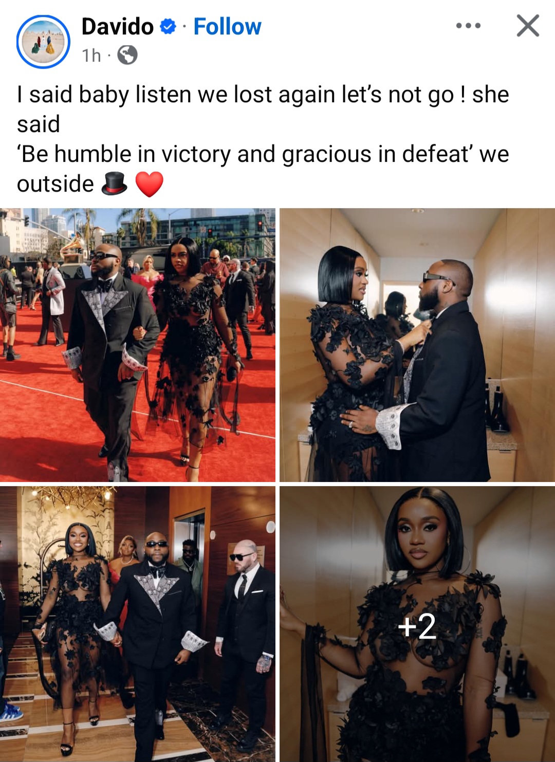 Davido reveals words his wife Chioma told him after he lost the Grammys again
