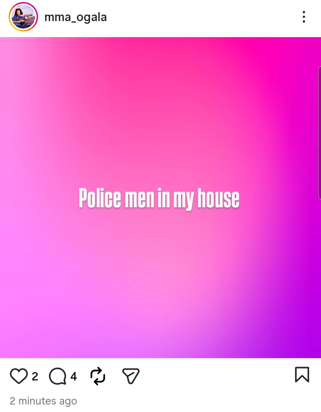 Doris Ogala shares photo of police at her home