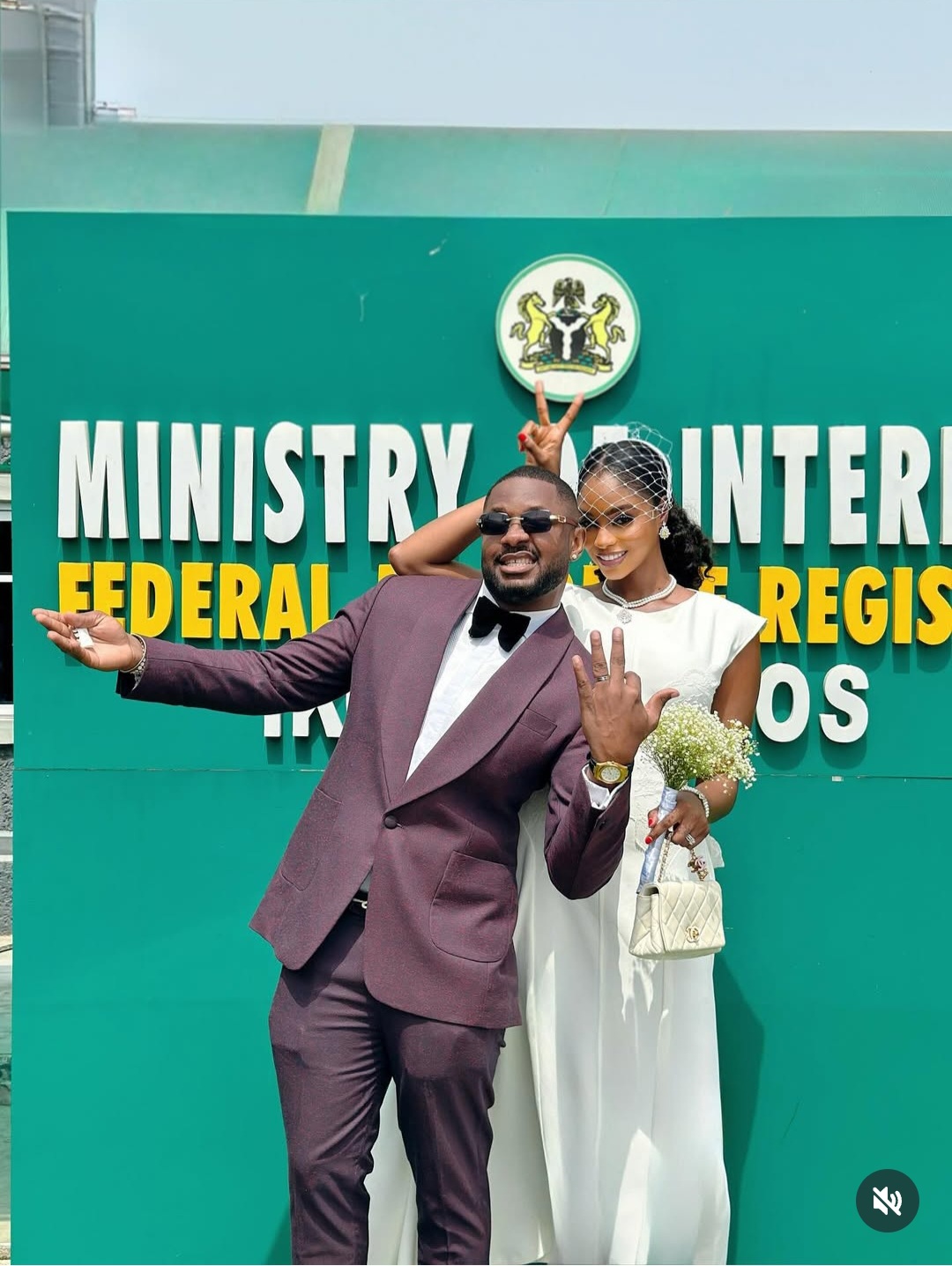 Former BBNaija star Cross Okonkwo and wife Chinonso wed in court (photos/video)