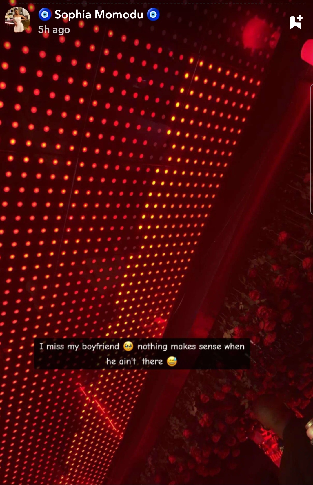 Sophia Momodu expressing her feelings about missing her boyfriend