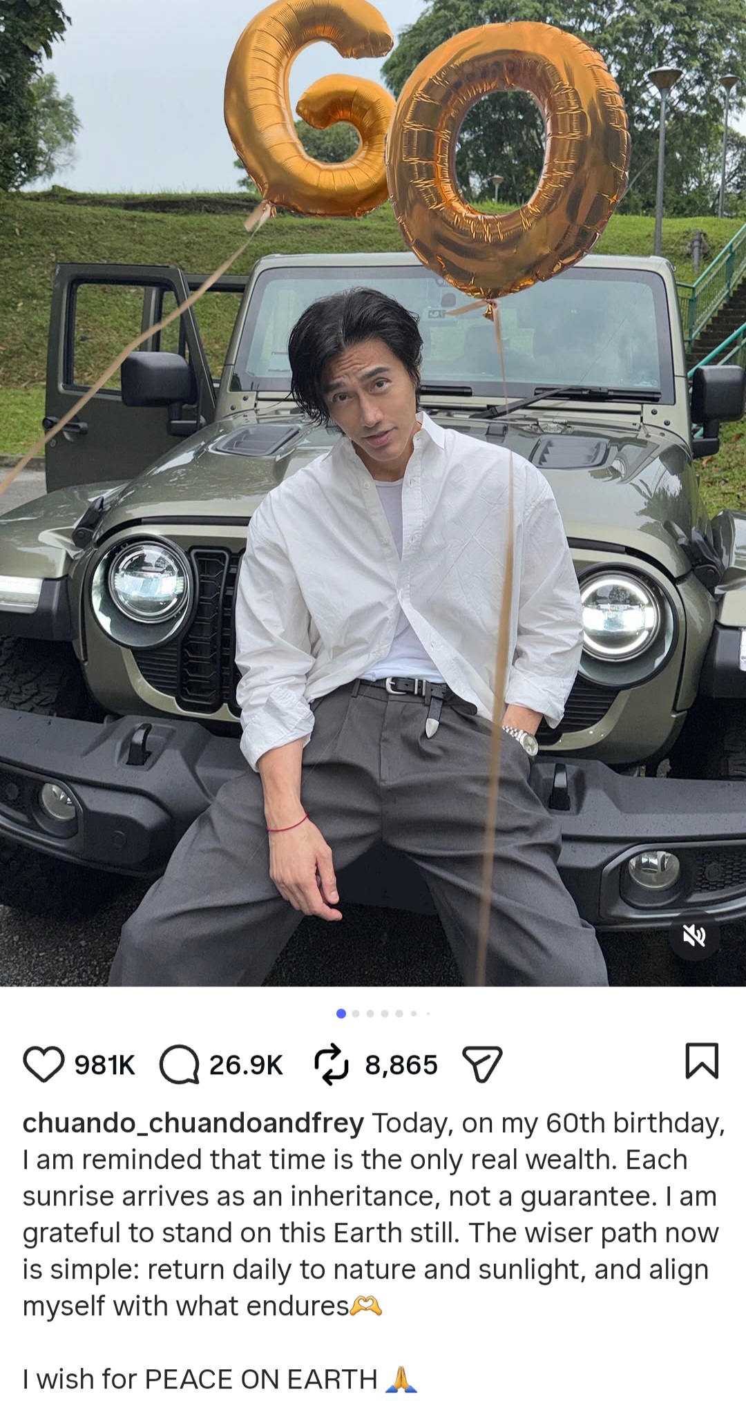 Singapore model Chuando Tan goes viral after sharing new photos to celebrate his 60th birthday