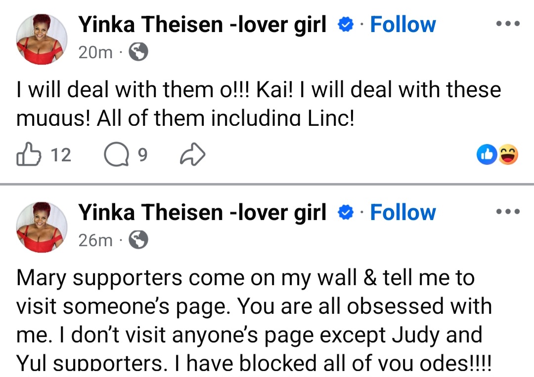Yinka Theisen spirals out of control as she calls out ex-fiance Linc Edochie and the woman who allegedly has his attention