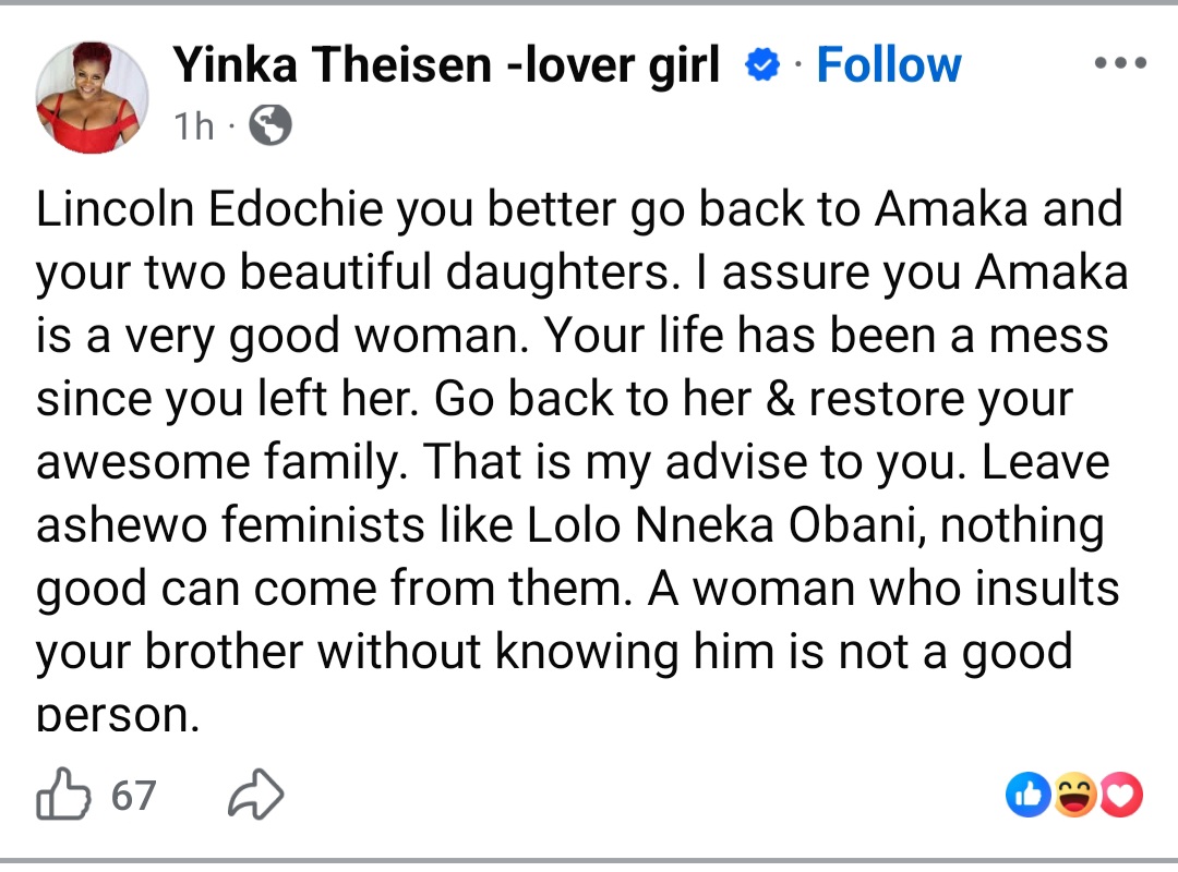 Yinka Theisen spirals out of control as she calls out ex-fiance Linc Edochie and the woman who allegedly has his attention