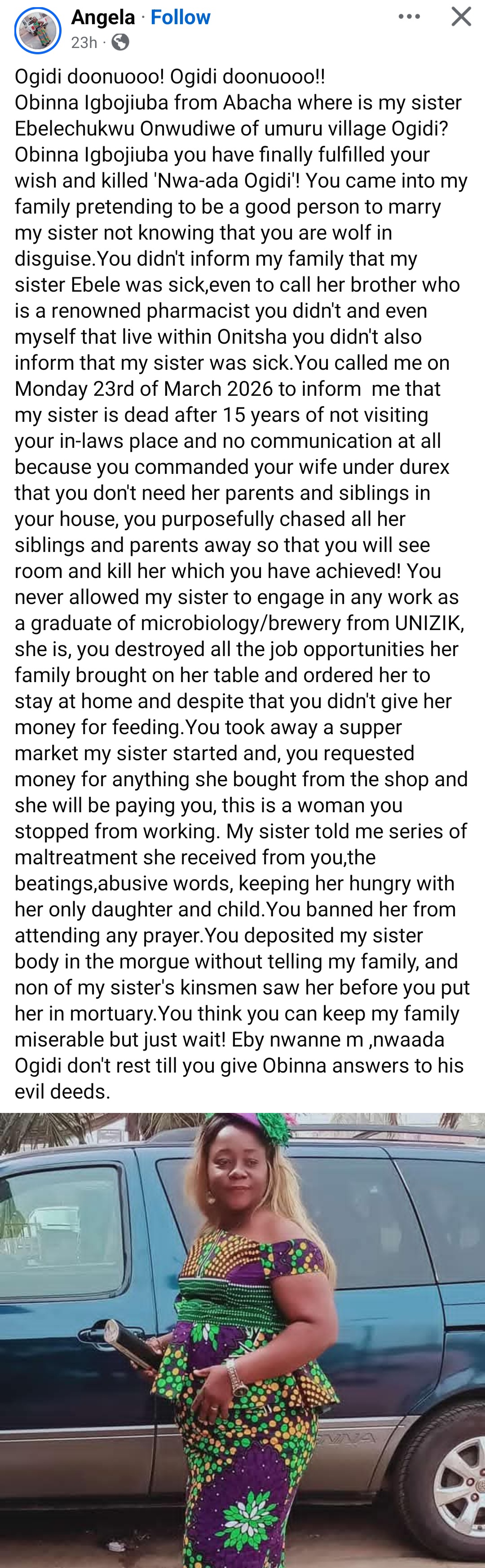 Woman rages as her married sister di�s after years of alleged domestic abuse and alienation