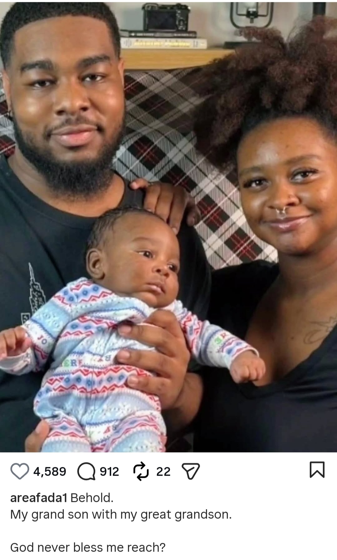 Charles Boy becomes a great-grandfather; shows off great-grandson