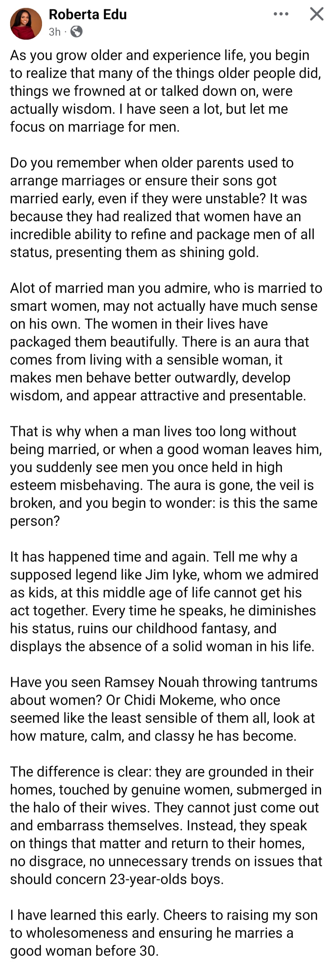 Businesswoman continues to berate Jim Iyke for his comments equating spending in a relationship to pr0stitution