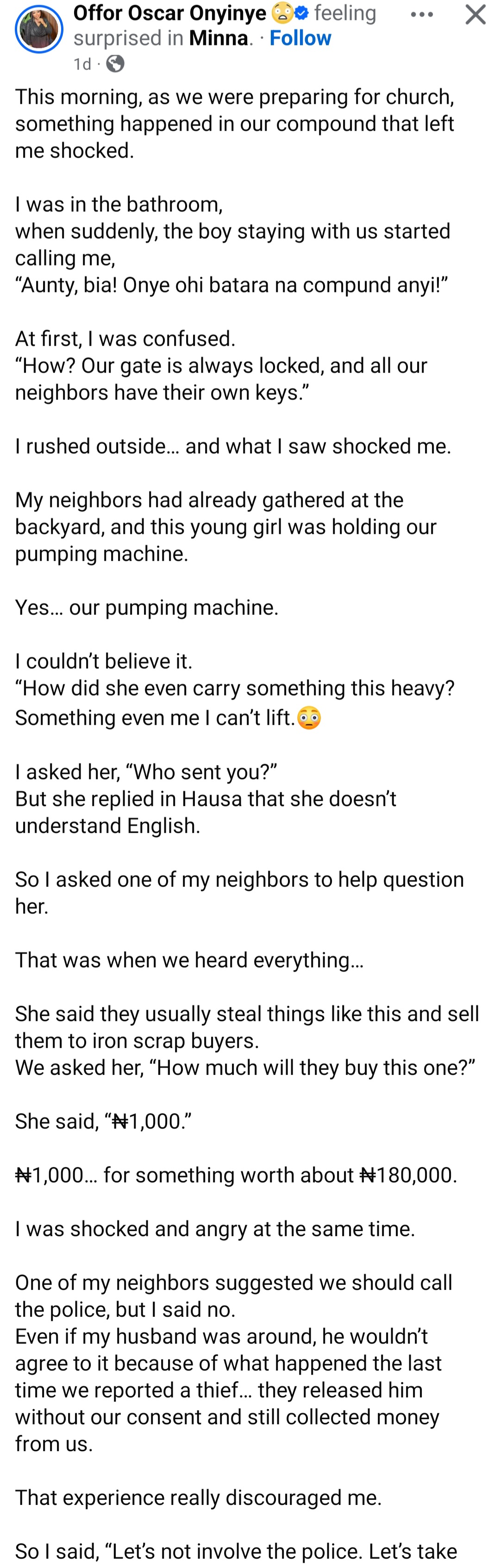 Girl caught stealing pumping machine from compound reveals how much she sells it for