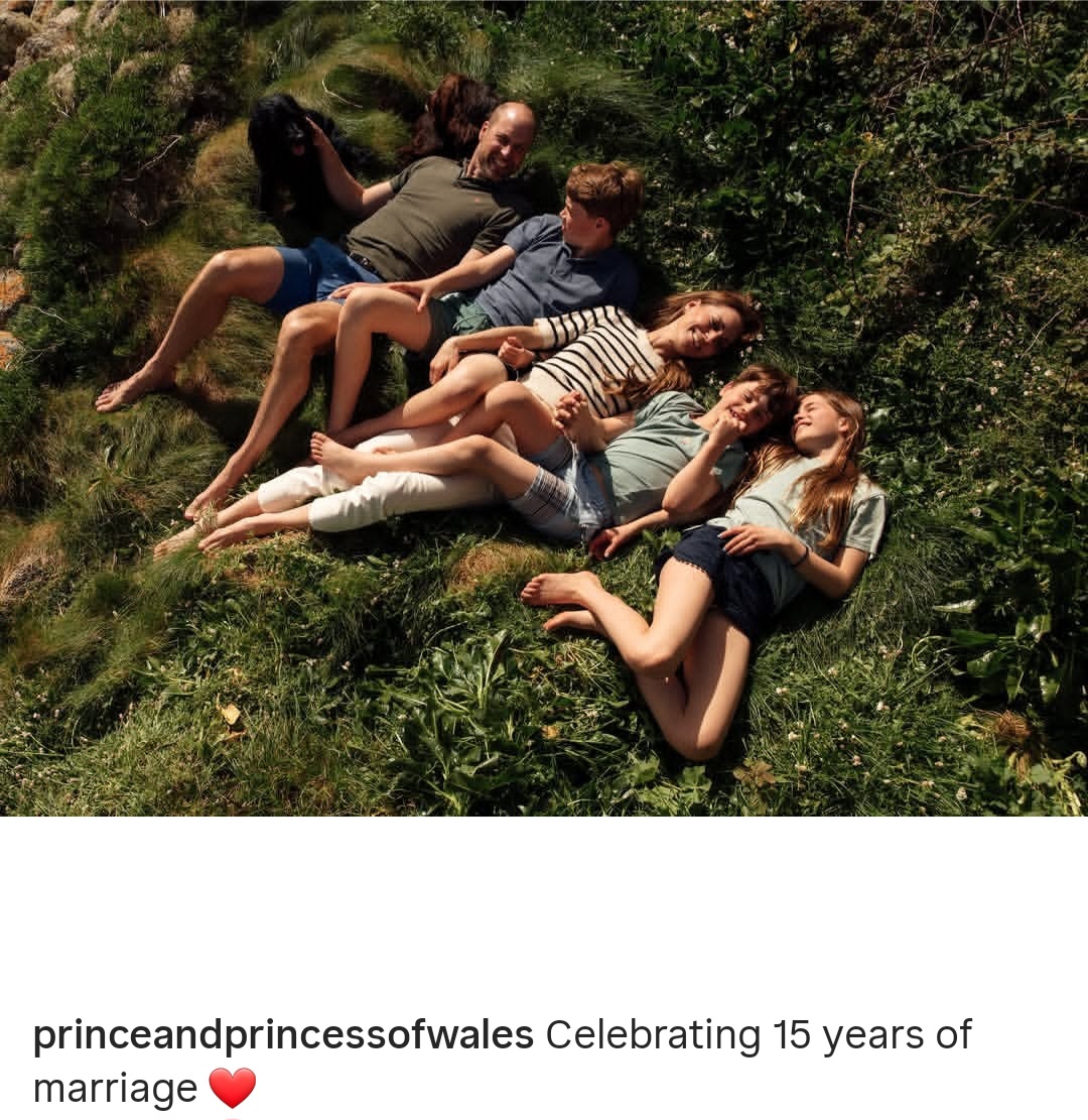Prince William and Kate Middleton celebrate 15th wedding anniversary with lovely family photo