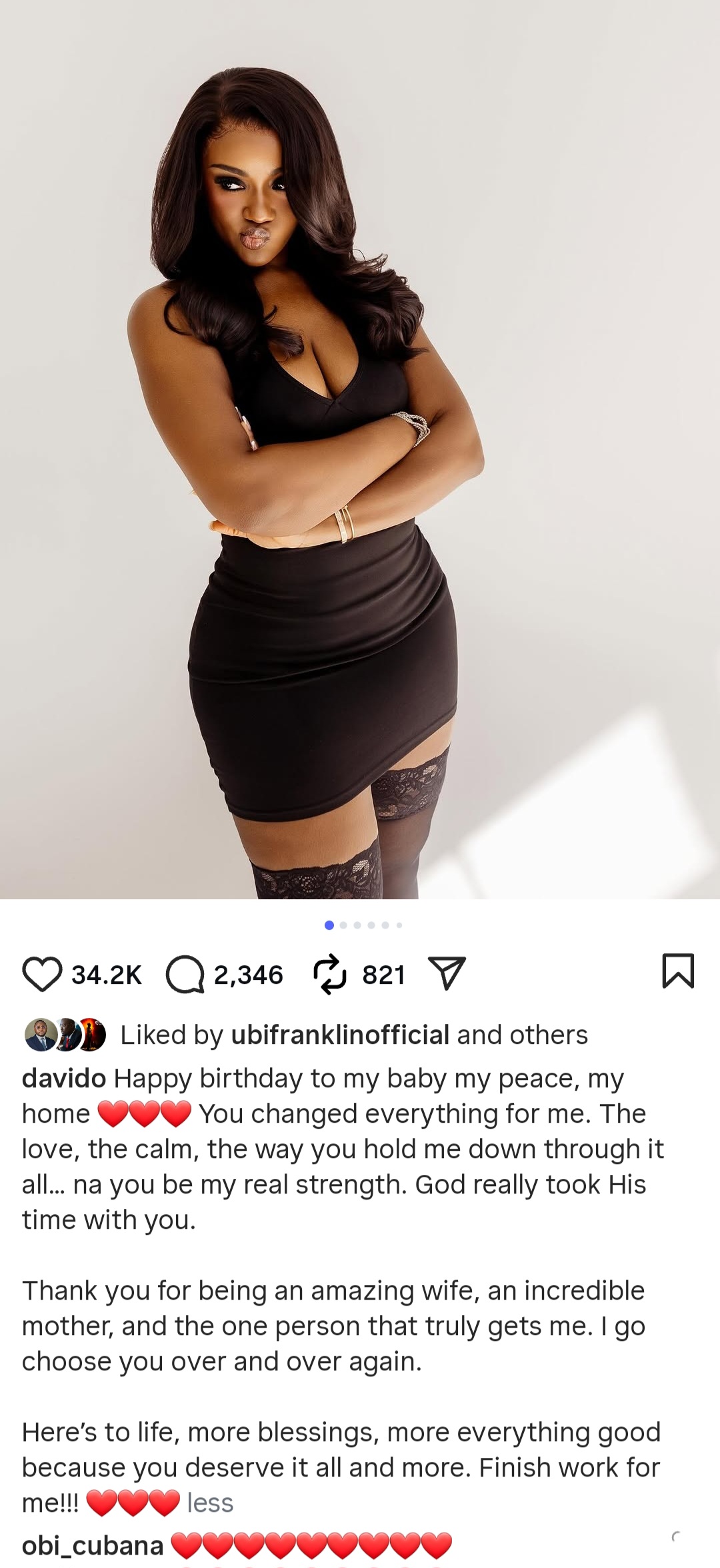 "You changed everything for me" Davido writes as he celebrates wife Chioma with then-and-now photos