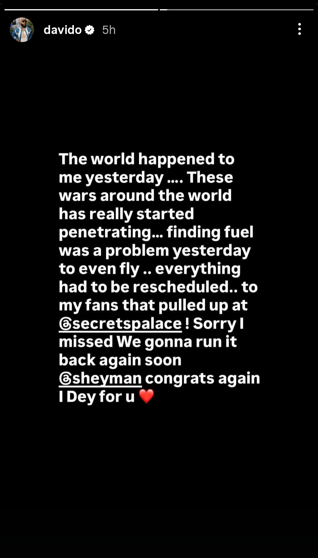 "The world happened to me" Davido laments as he shares experience