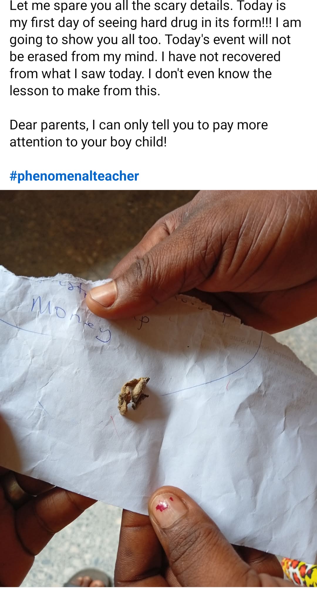 "Dear parents, pay more attention to your male child" teacher warns as she shares incident at school that left her traumatised