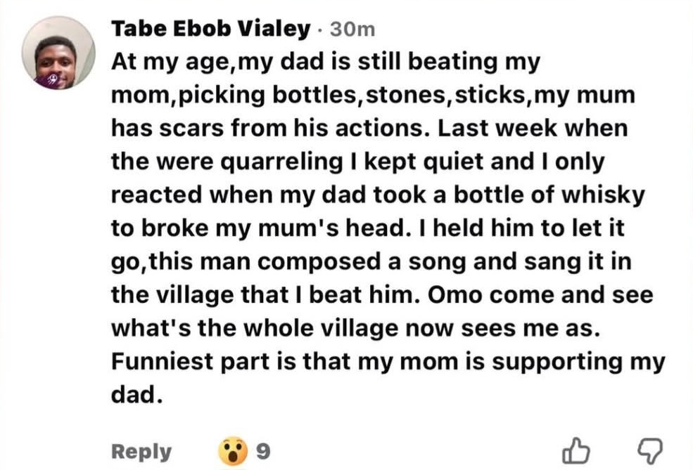 Nigerian man reveals what happened recently when he tried to stop his father from be@ting his mother