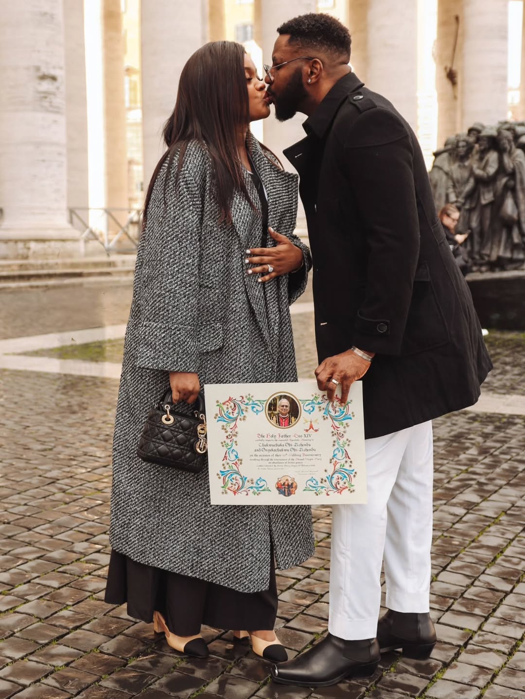 Ebuka Obi-Uchendu surprises wife Cynthia with reproposal in Rome on 10th wedding anniversary (photos/videos)