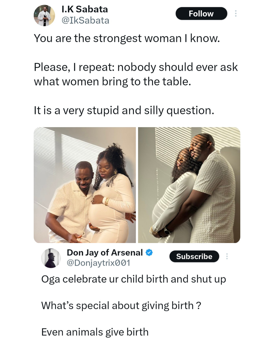 "What?s special about giving birth? Even animals give birth," Alphamale slams new father who was celebrating his wife