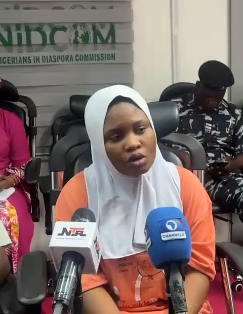 "No matter the situation, don't leave the country" Nigerian woman who threatened to end her life in Libya says as she returns to the country after being rescued