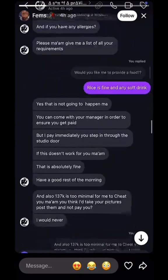 Chat between content creator and man who allegedly r@ped her after offering fake modelling job