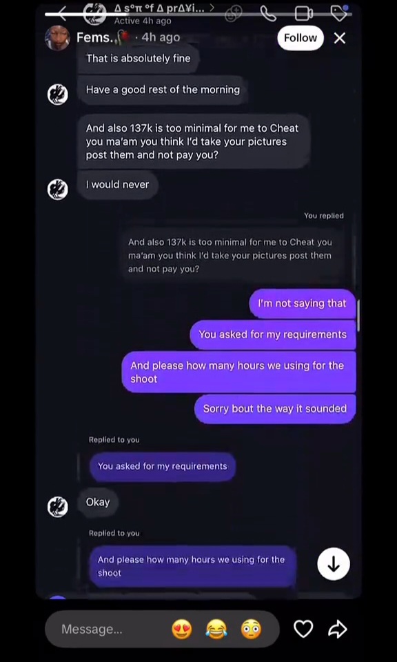 Chat between content creator and man who allegedly r@ped her after offering fake modelling job