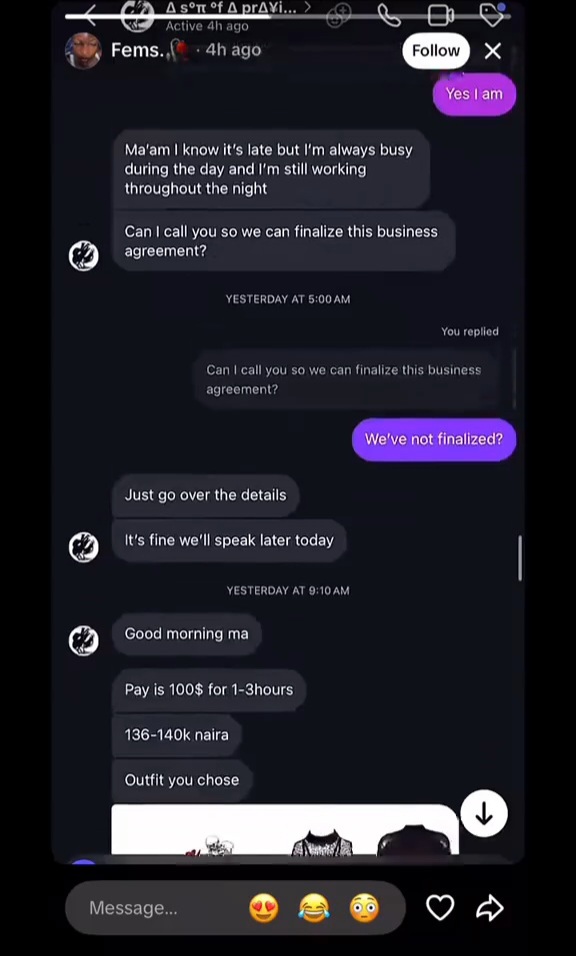 Chat between content creator and man who allegedly r@ped her after offering fake modelling job