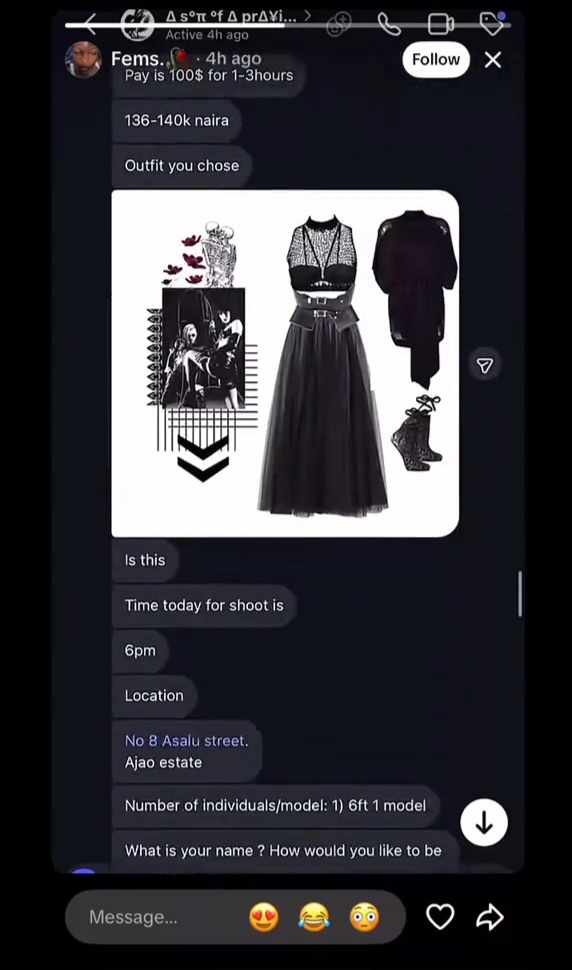 Chat between content creator and man who allegedly r@ped her after offering fake modelling job